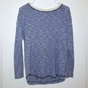 T by Talbots women's crewneck sweater size S light blue/navy/white